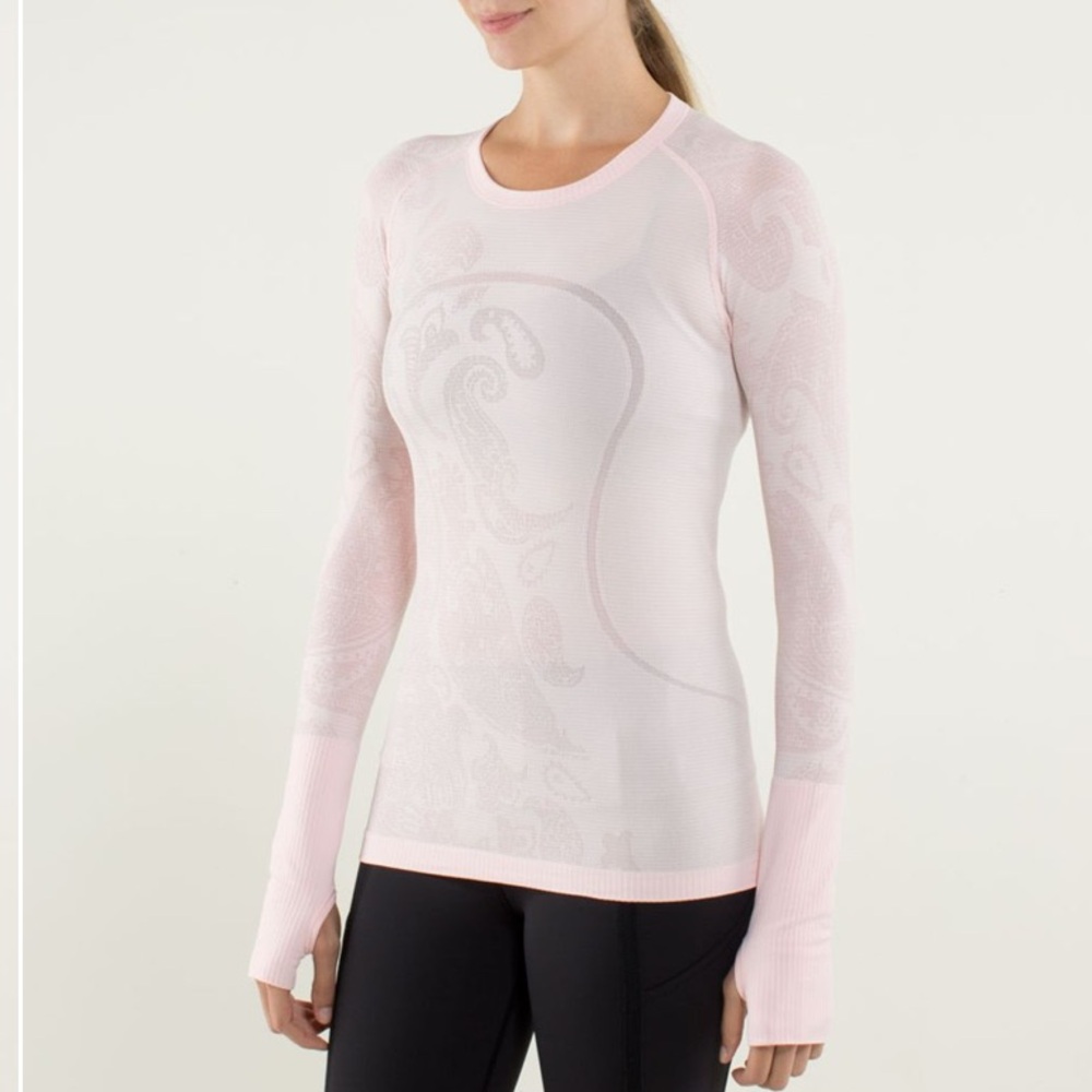 lululemon Swiftly‎ Tech Long Sleeve *Paisley Heathered Pretty Pink Sz 10